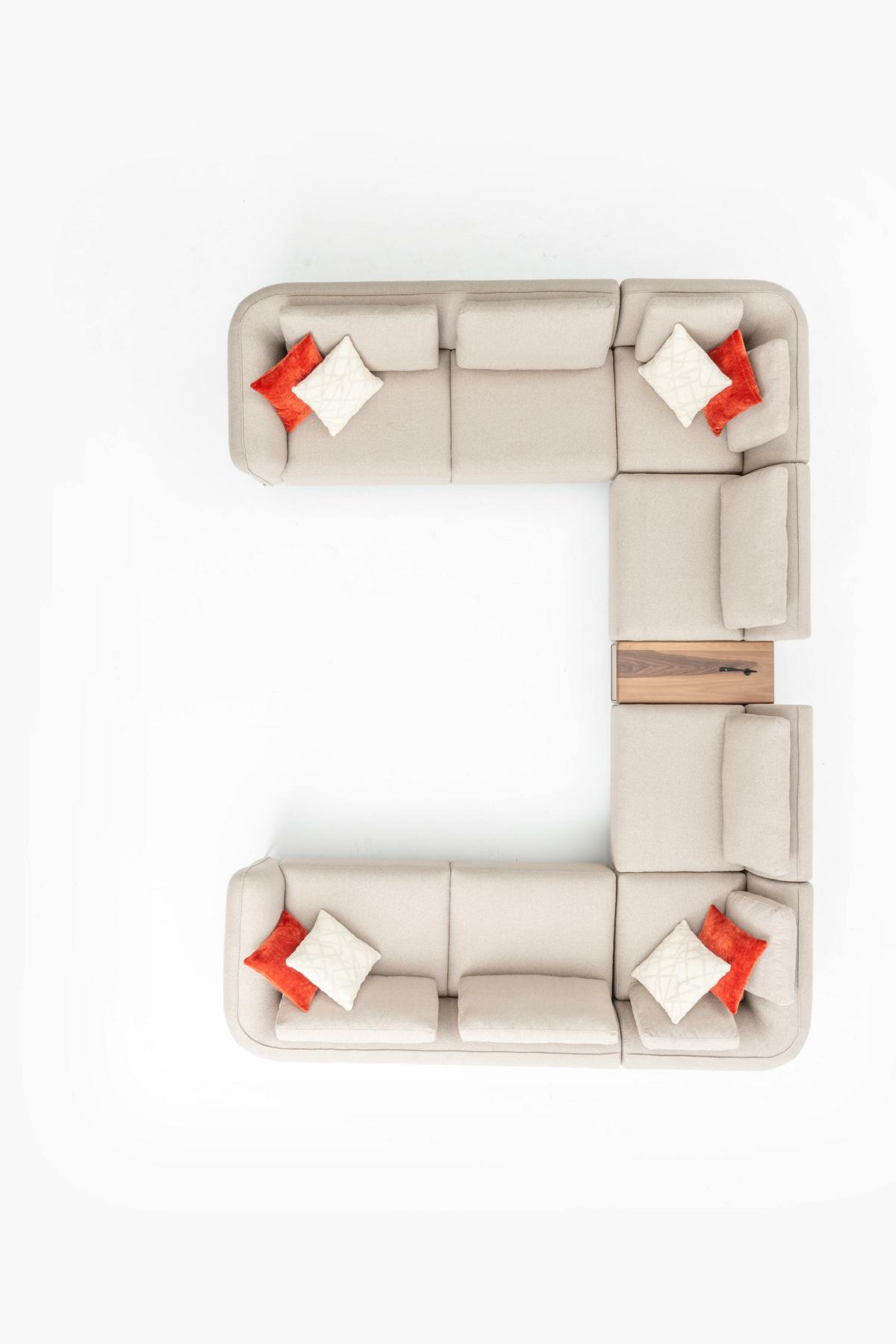 Canapé beige Salon Canapé rembourré Design Moderne Canapé d'angle U-forme nouveau